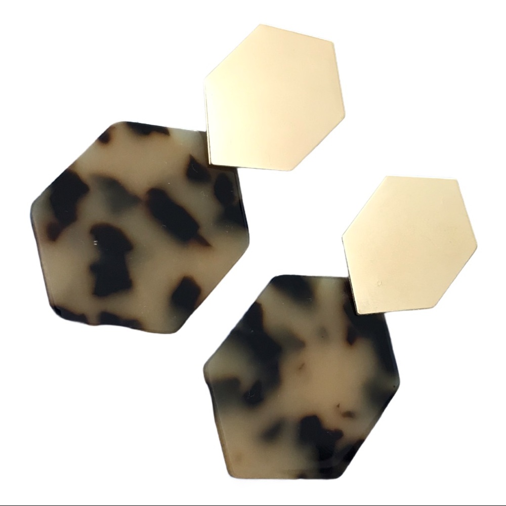 Gold Tone Acrylic Earrings